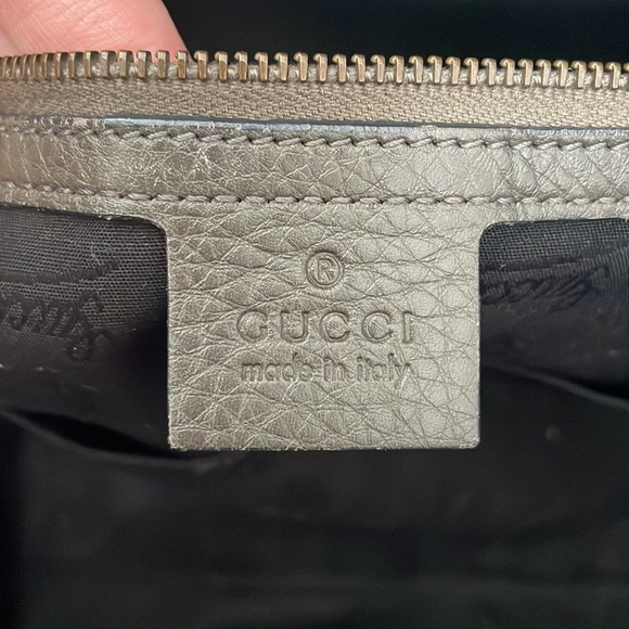 GUCCI Suede Medium 1973 Top Handle Satchel in Olive Brown - Picture 15 of 16